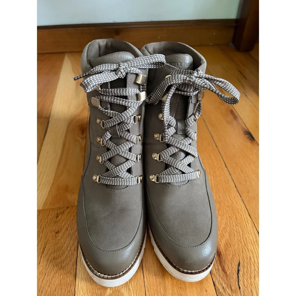 Cole Haan Zerogrand City Wedge Hiker Boots Taupe Gray Brown Color Size 9
